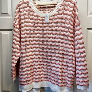 NWT Maurice’s Wavy Striped Sweater Open-knit Pattern 2x